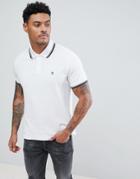 Original Penguin Pique Tipped Polo Slim Fit Small Logo Slim Fit In White - White