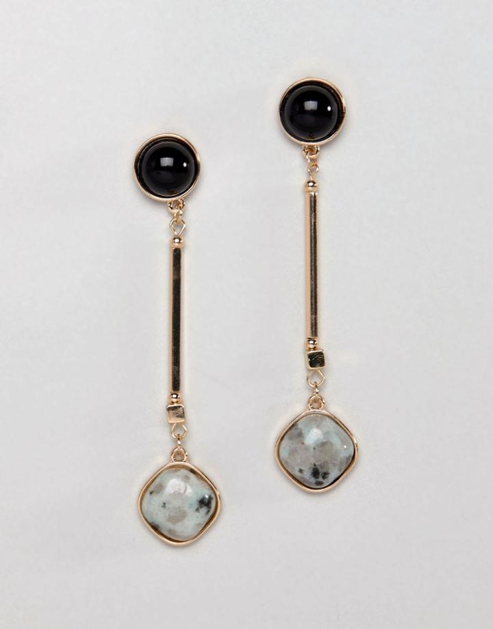 Asos Design Stone Stick Drop Earrings - Gold