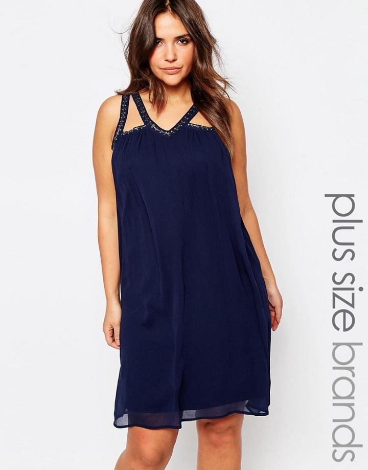 Junarose Embellished Cut Out Detail Dress - Navy