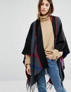 Vero Moda Oversized Check Poncho - Black