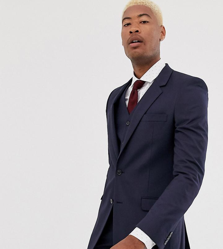 Asos Design Tall Slim Suit Jacket In Navy - Navy