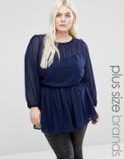 Koko Plus Tunic With Embellished Trim - Navy