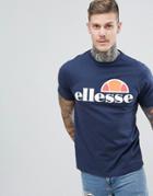 Ellesse Prado T-shirt With Large Logo In Navy