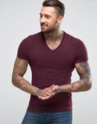 Asos Muscle V Neck T-shirt In Red - Red