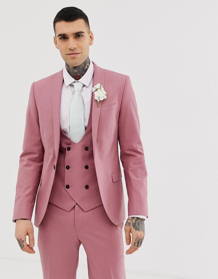 Twisted Tailor Super Skinny Suit Jacket In Dusky Pink - Pink