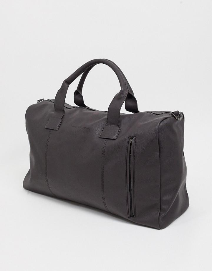 French Connection Faux Leather Classic Holdall Bag In Brown