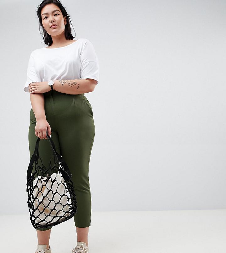 Asos Design Curve Mix & Match Highwaist Cigarette Pants - Green