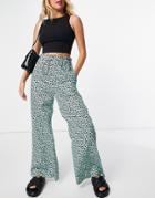 Damson Madder Cotton Wide Leg Pants In Ditsy Floral - Mblue - Part Of A Set-blues