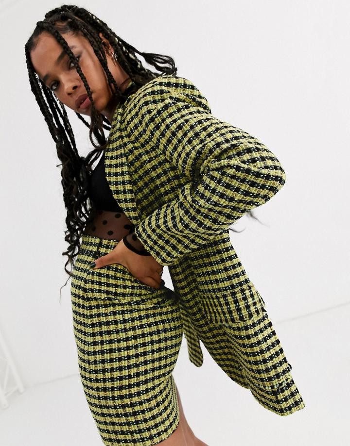 Asos Design Neon Boucle Suit Dad Blazer