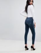 Asos Ridley High Waist Skinny Jeans In Turya Aged Blue Wash - Blue