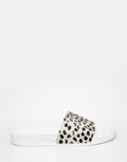 Adidas Originals Cheetah Print Slider Flat Sandals - Off White