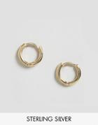 Asos Gold Plated Sterling Silver 7mm Chunky Hoop Earrings - Gold
