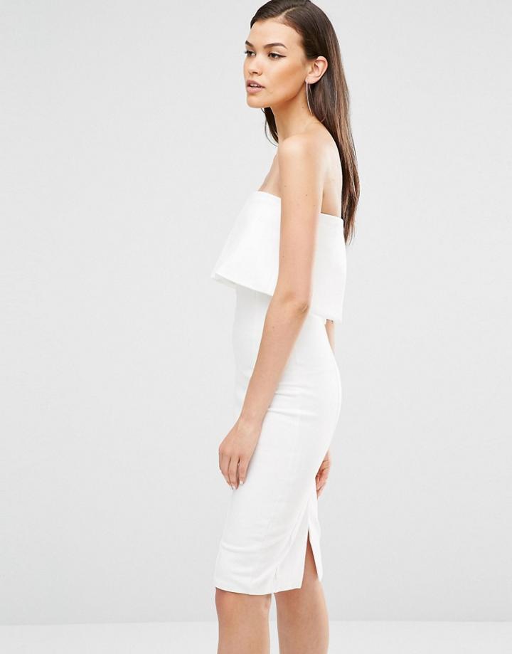Lavish Alice Bandeau Split Back Cropped Midi Dress - Cream