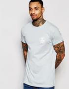 Asos Longline T-shirt With Surfer Print - Pearl Blue