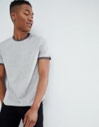 Le Breve Contrast Rib Muscle Fit T-shirt - Gray
