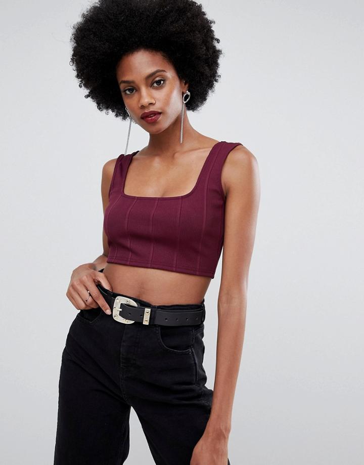 Miss Selfridge Crop Top In Deep Purple - Purple
