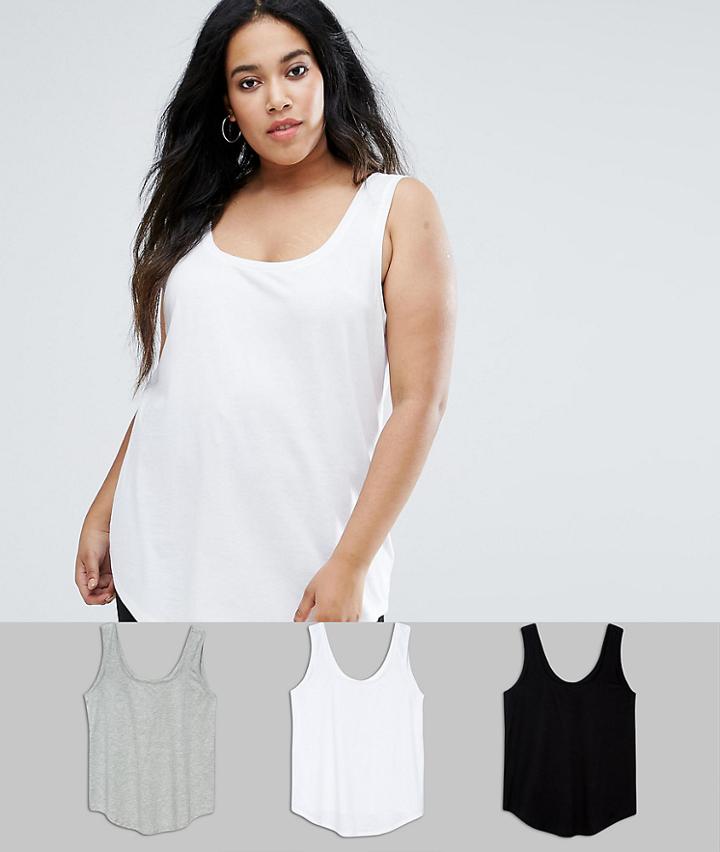 Asos Curve Longline Tank 3 Pack - Multi
