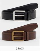 French Connection 2 Pack Casual Leather Belt-multi