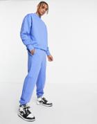 Asos Design Heavyweight Oversized Sweatpants In Bright Blue - Part Of A Set-blues