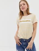 Only Stripe Slogan T-shirt-white