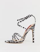 London Rebel Zebra Strappy Stiletto Sandals - Multi