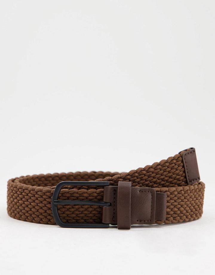 Bershka Woven Belt In Brown