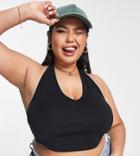 Asos Design Curve Halter Neck Crop Top In Black