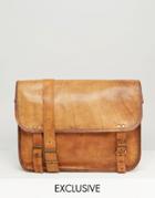 Reclaimed Vintage Leather Messenger Bag In Brown - Brown