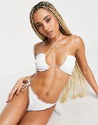 South Beach Exclusive Mix And Match Scrunch Upside Down Triangle Bikini Top In White