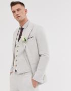 Moss London Slim Suit Jacket In Beige Linen With Stretch