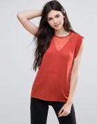 Vila Sleeveless Top With Ruffle Detail - Red