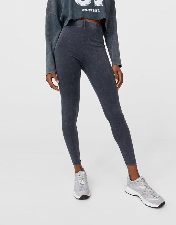 Stradivarius Legging In Gray Acid Wash-grey