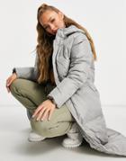 Threadbare Longline Puffer Coat-grey