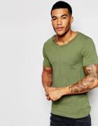 Asos Muscle T-shirt With Scoop Neck And Stretch - Moss