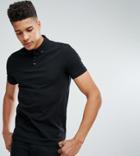 Asos Tall Pique Polo With Button Down Collar In Black - Red