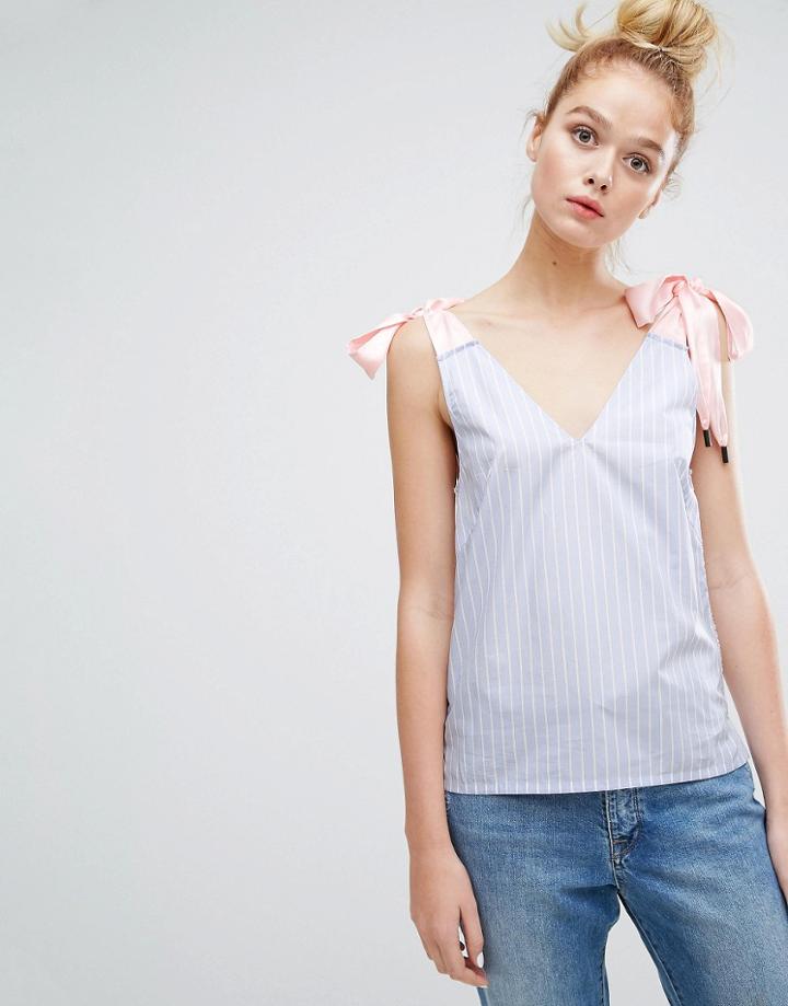 Sonia By Sonia Rykiel Bow Shoulder Stripe Top - Multi