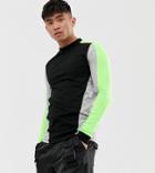 Collusion Muscle Fit Long Sleeve Color Blocked T-shirt - Multi