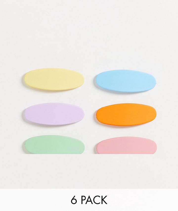 My Accessories London Matte 6 X Multipack Snap Hair Clips In Pastel Mix