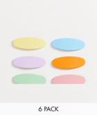 My Accessories London Matte 6 X Multipack Snap Hair Clips In Pastel Mix
