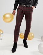 Noose & Monkey Suit Pants In Plaid Check - Red