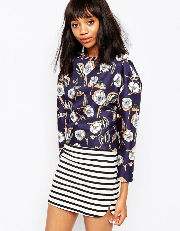 Sportmax Code Floral Crop Top - Ultramarine