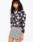 Sportmax Code Floral Crop Top - Ultramarine