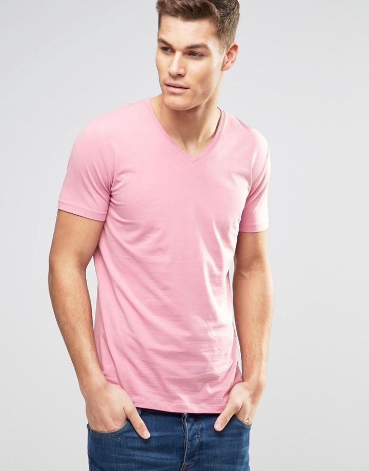 Esprit V-neck T-shirt - Dark Red