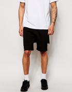 Asos Jersey Shorts With Grid Print Panels - Black