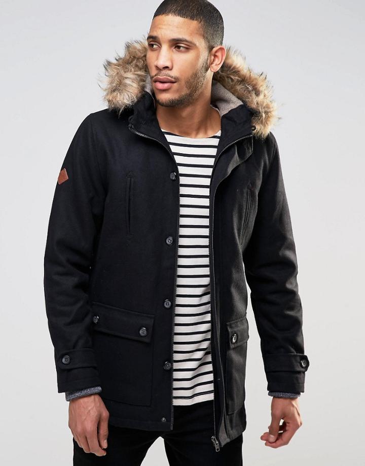 Bellfield Arctic Parka With Faux Fur Trim - Black