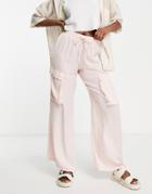 Asos Design Wide Leg Cargo Pants In Pink