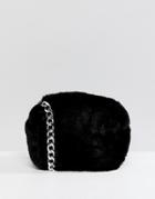 Pull & Bear Fur Cross Body Bag In Black - Black