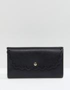 Asos Scallop Edge Envelope Purse In Water Based Pu - Black