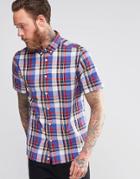 Penfield Shirt With Check Short Sleeves In Classic Regular Fit In Blue - Blue