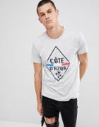 Solid T-shirt In Cote D'azur Print - Gray